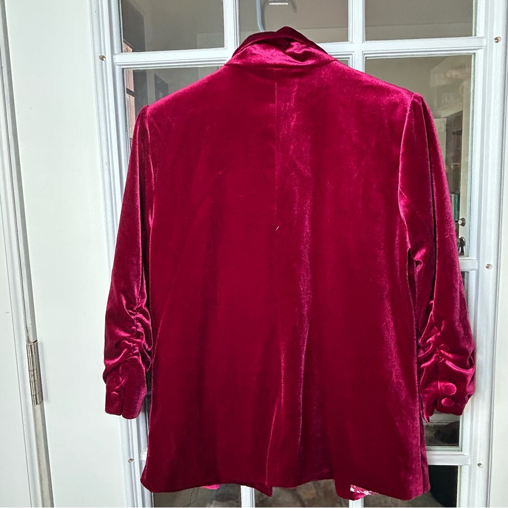 Skies Are Blue Deep Red Velvet Blazer - Picture 8 of 12